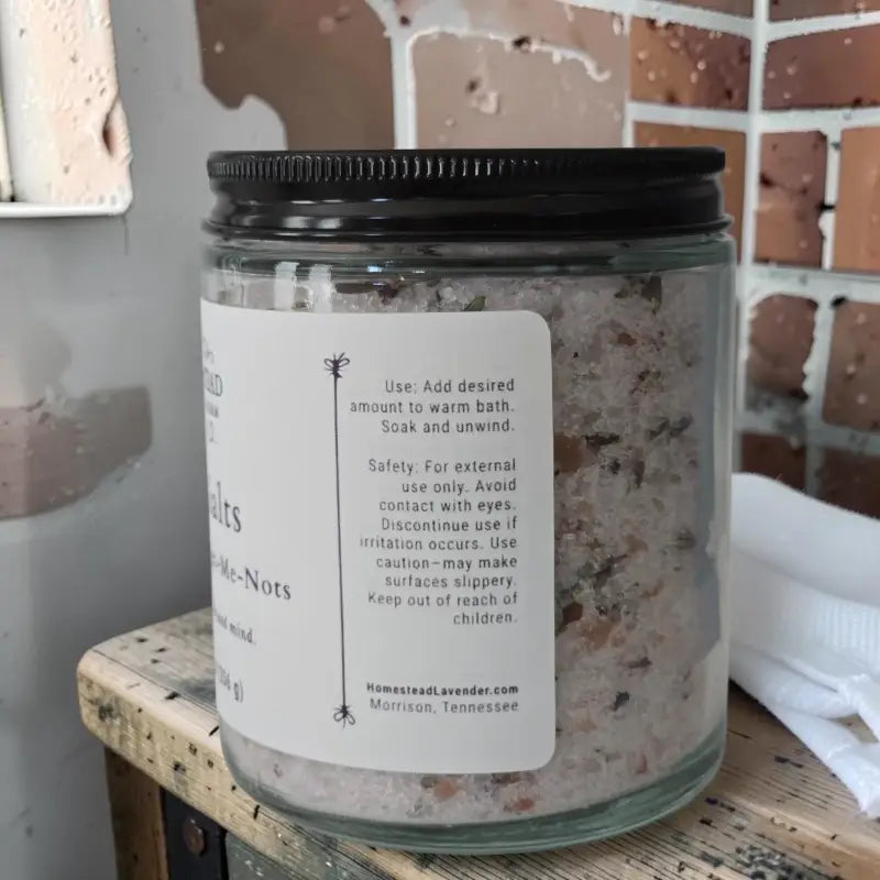 Bath salts, lavender & forget-me-nots bath salts homestead lavender farm pink himalayan, dried lavender, lavender