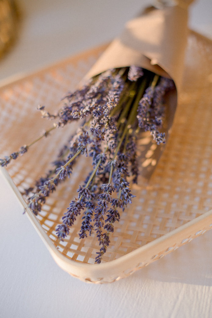 close-up-of-lavender-wrapped-in-brown-paper