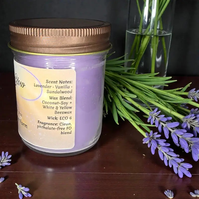 Lavender glow — hand-poured coconut soy + beeswax candle candle homestead lavender farm