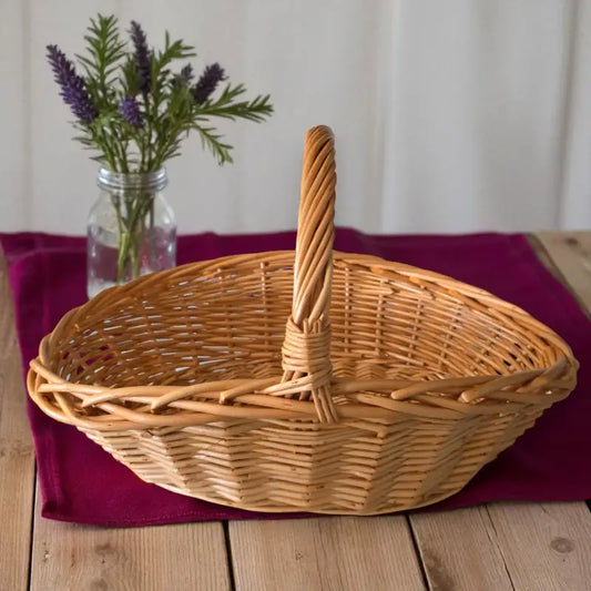 Willow woven basket – handcrafted farmhouse style accessory homestead lavender farm
