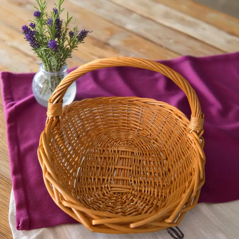 Willow woven basket – handcrafted farmhouse style accessory homestead lavender farm