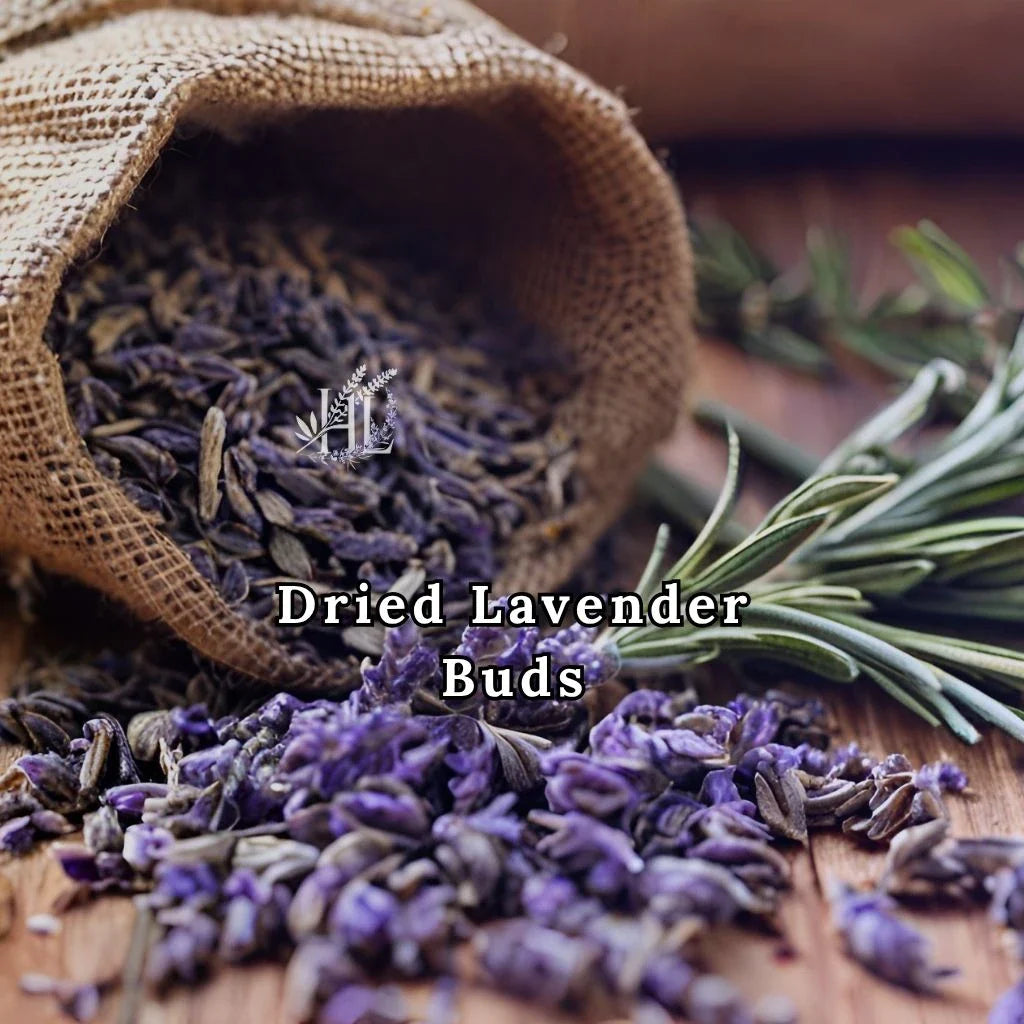 Dried lavender buds, and sprigs of rosemary, representing Homestead Lavender Farms's drid lavender buds.