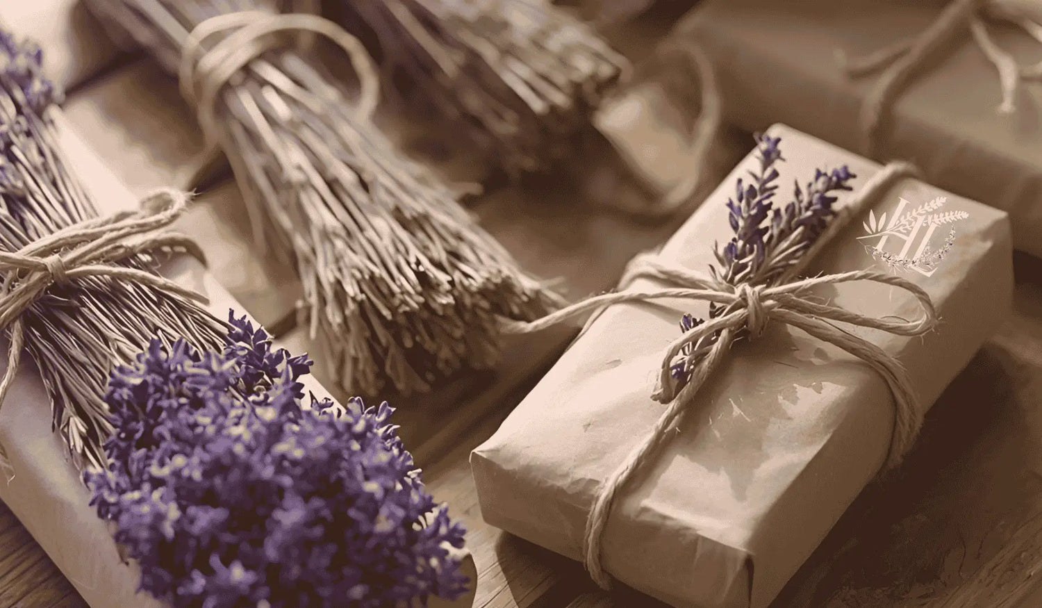 Homestead Lavender Farm | Gifts and Bundles collection image, lavender flower bouquets, and wrapped gifts.
