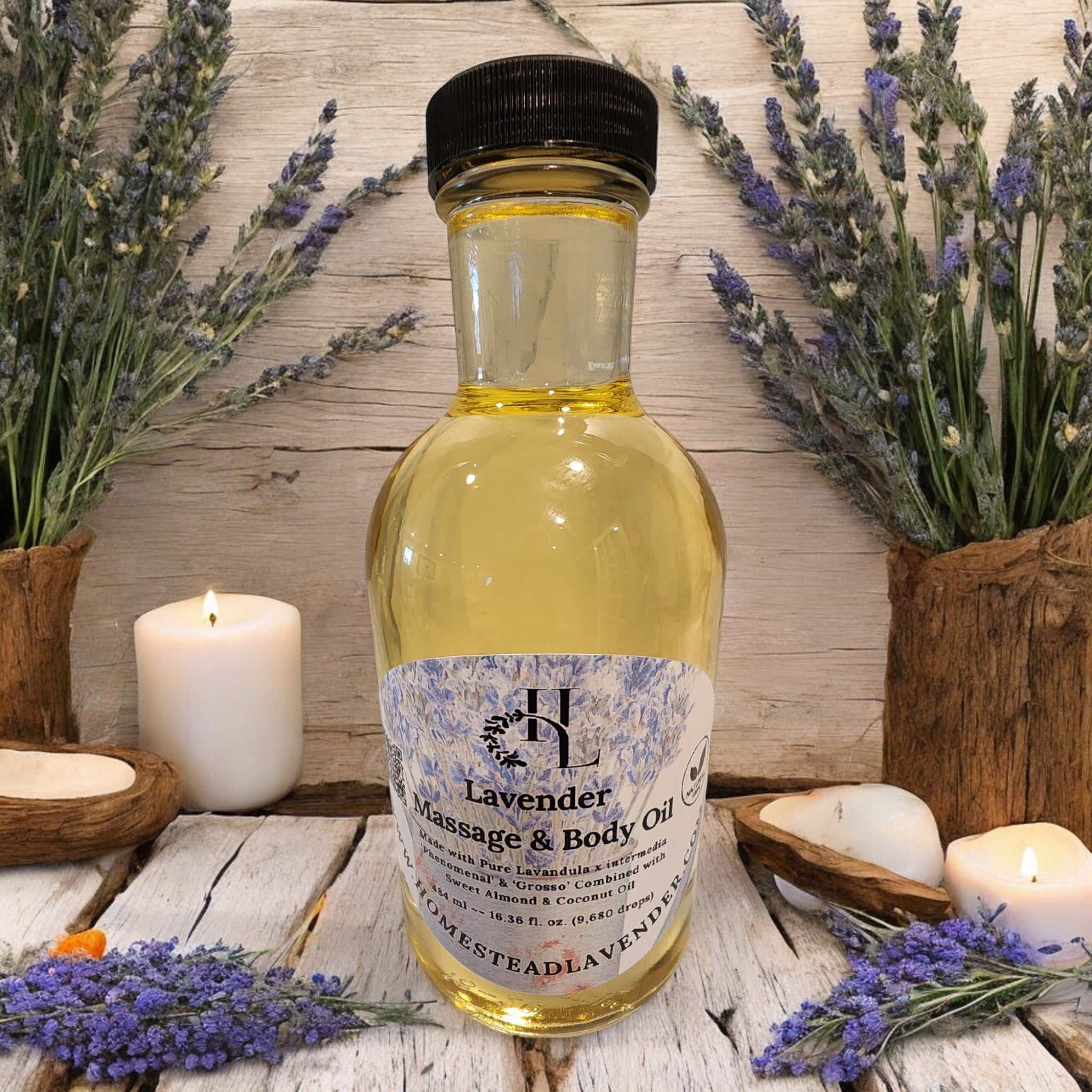 Lavender Bliss: The Perfect Massage and Body Oil Made in USA Lavender / approx. 484 ml (16.36 Fl. Oz. 9680 drops)