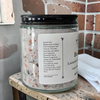 Bath salts, lavender & forget-me-nots bath salts homestead lavender farm pink himalayan, dried lavender, lavender