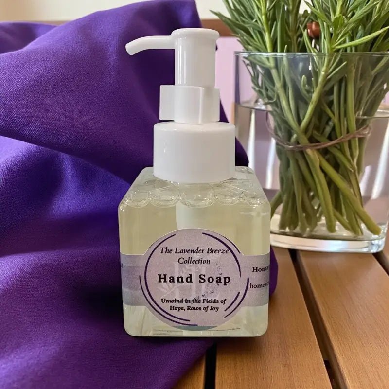Homestead Lavender Farm, Lavender Breeze Collection, Liquid Hand Soap, hand crafted using our signature lavender essential oil blend.