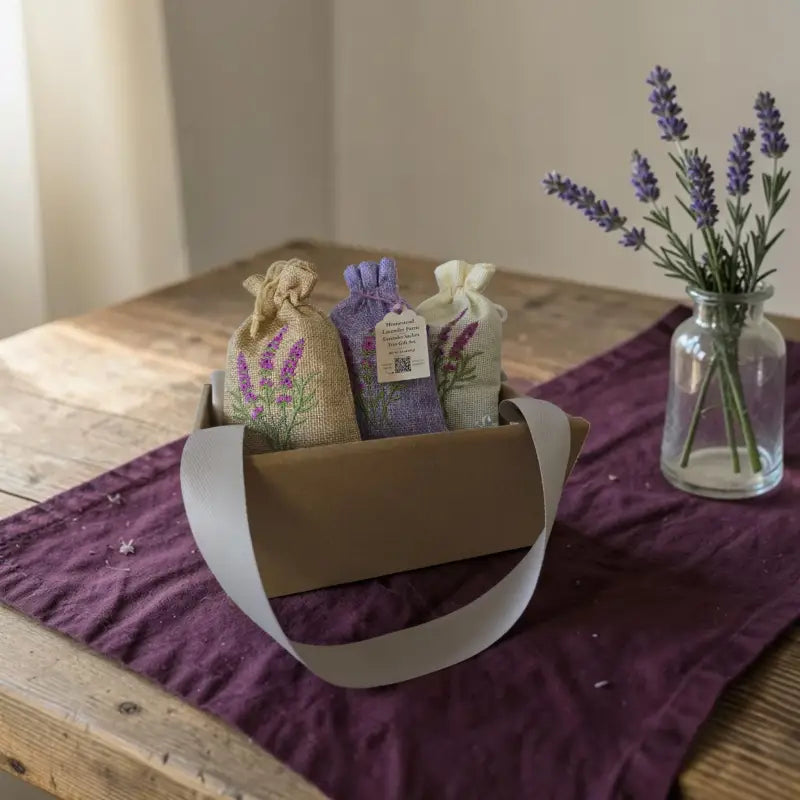 Lavender sachet trio gift set gift set homestead lavender farm lavender sachet trio, sachet trio gift, cream ribbon