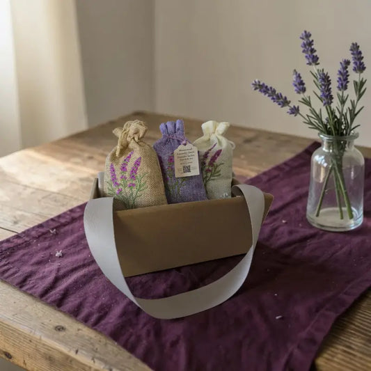 Lavender sachet trio gift set gift set homestead lavender farm lavender sachet trio, sachet trio gift, cream ribbon