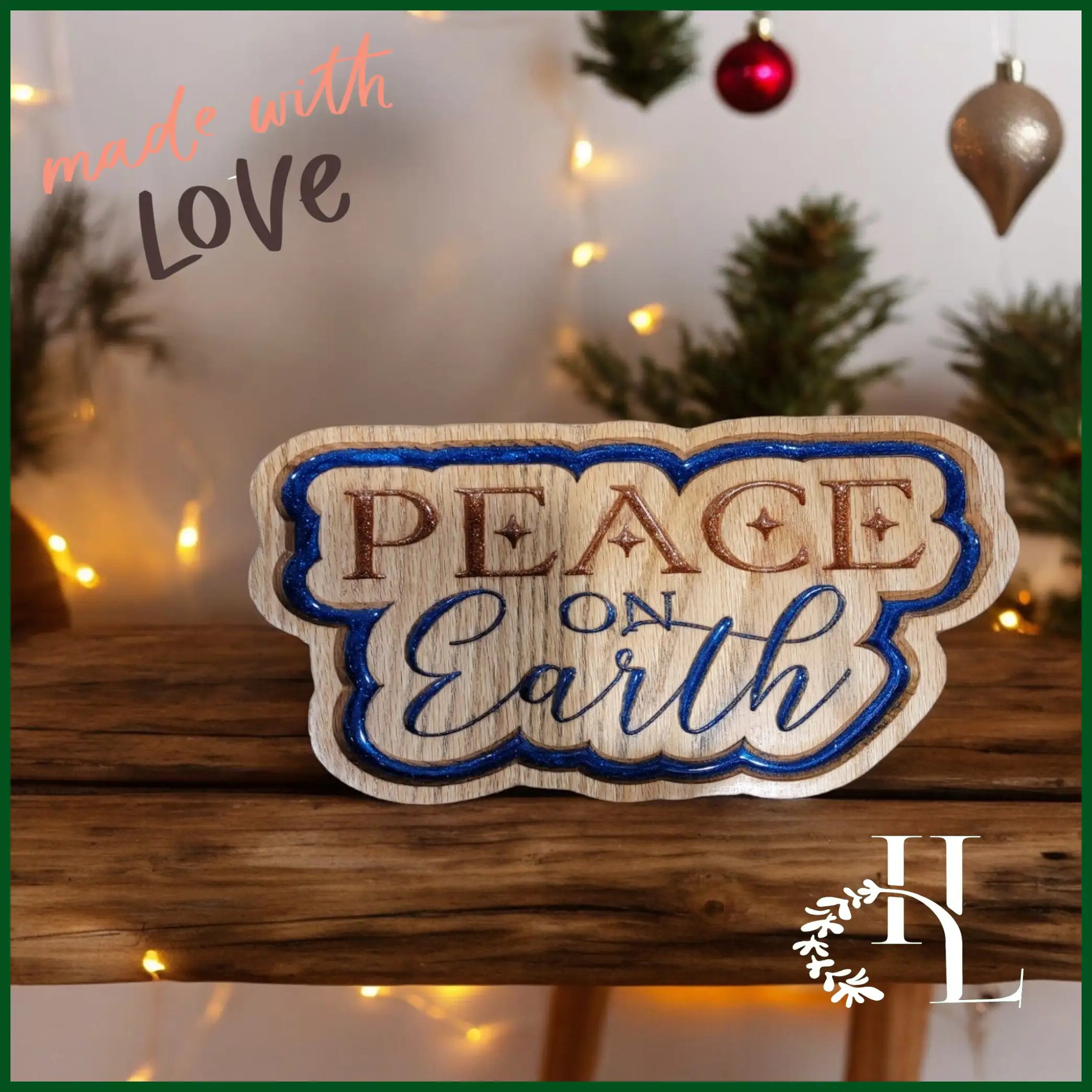 Red Oak Peace On Earth Christmas Decoration - CNC Product